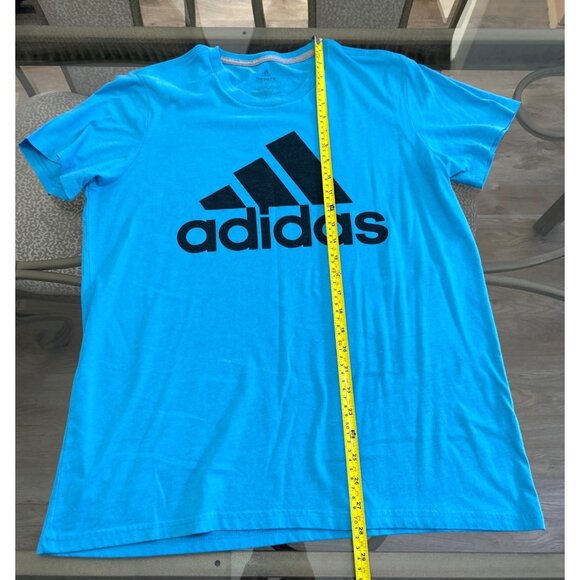 Adidas Blue Graphic Logo T-Shirt Size L 100% Cotton Casual Mens Tee - Picture 6 of 6